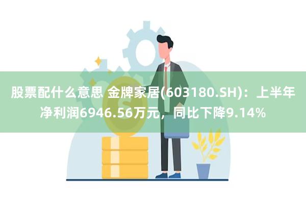 股票配什么意思 金牌家居(603180.SH)：上半年净利润6946.56万元，同比下降9.14%